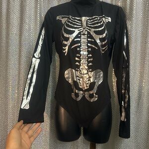 Skeleton Print Black Bodysuit